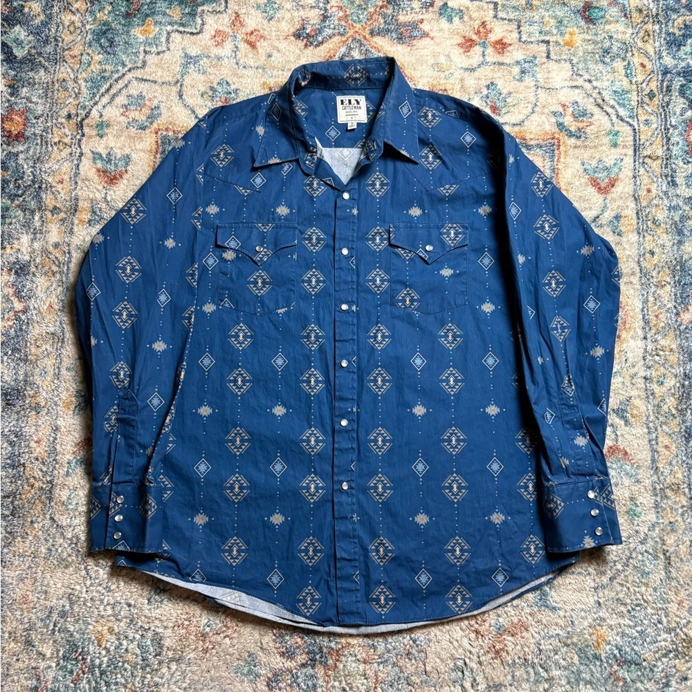 Ely Cattleman Aztec Pearl Snap Shirt Size XL